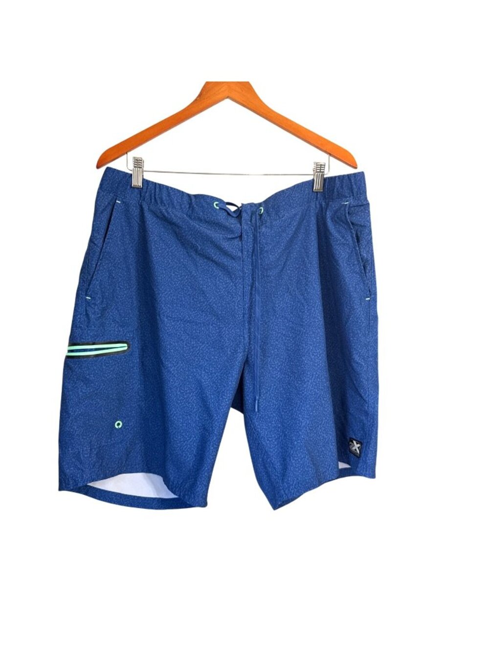 ZeroXposur Mens XL Blue Swim Trunks With Pockets Drawstring Waist & Side Zipper